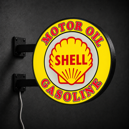 Vintage Shell Motor Oil double-sided LED sign — right view