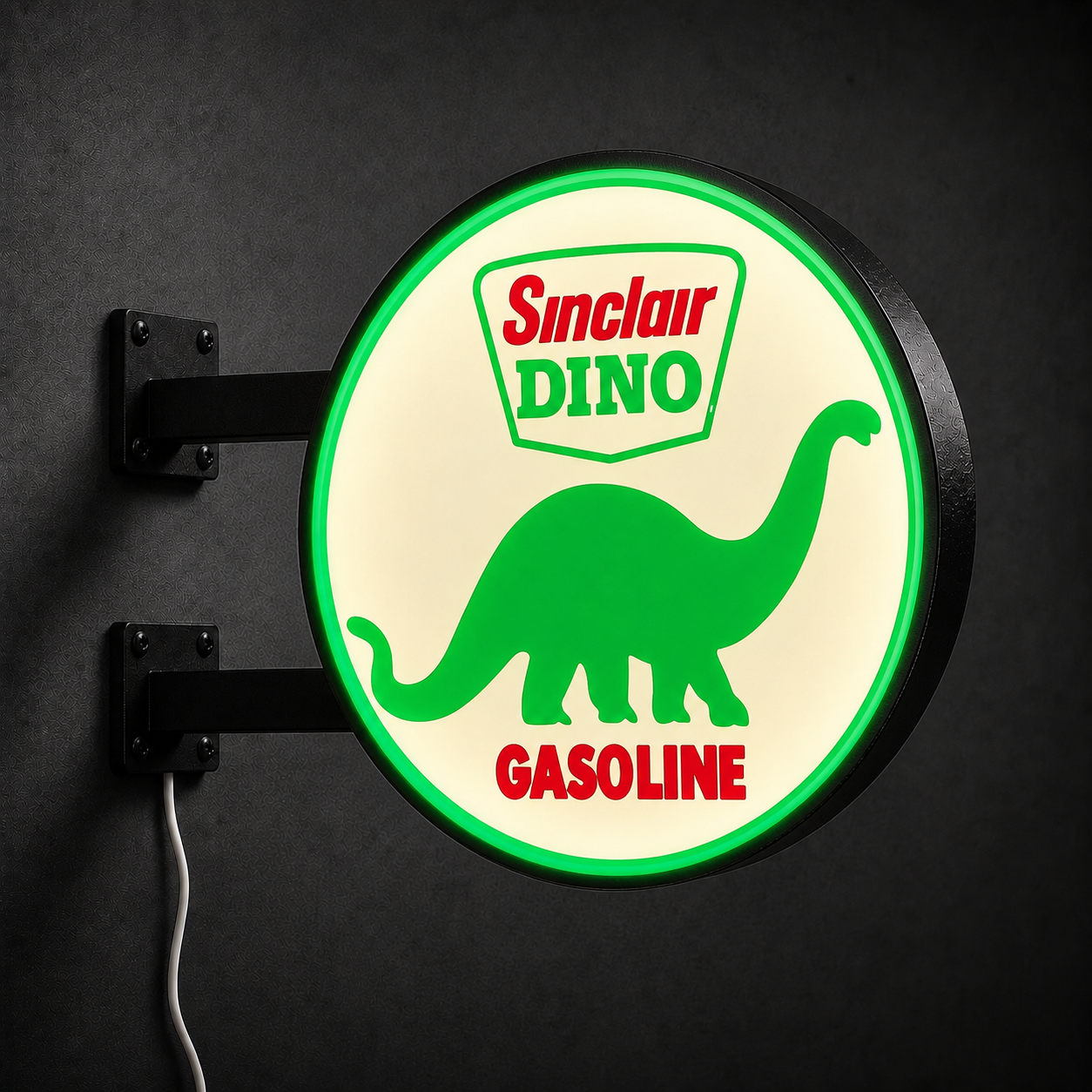 Vintage Dino Gasoline LED sign — right view