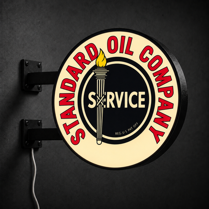 Vintage Standard Oil LED sign — right view