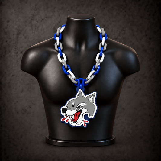 Sudbury Wolves Classic Hype Chain on black display bust - Sign Guy