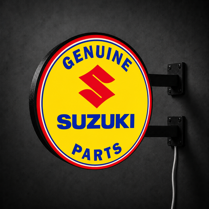 Vintage Suzuki Genuine Parts LED sign — right view