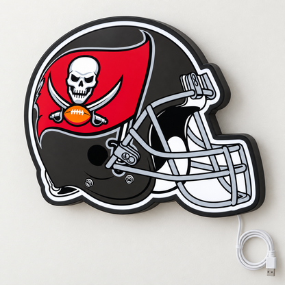 Tampa Bay Buccaneers Helmet LED Sign shown in daylight