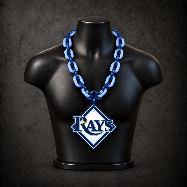 Tampa Bay Rays Classic Hype Chain on black display bust - Sign Guy