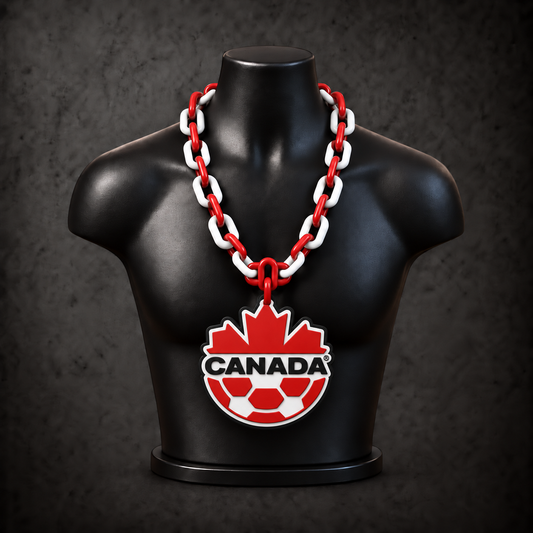 Team Canada Soccer Classic Hype Chain | 2026 World Cup Edition on black display bust - Sign Guy