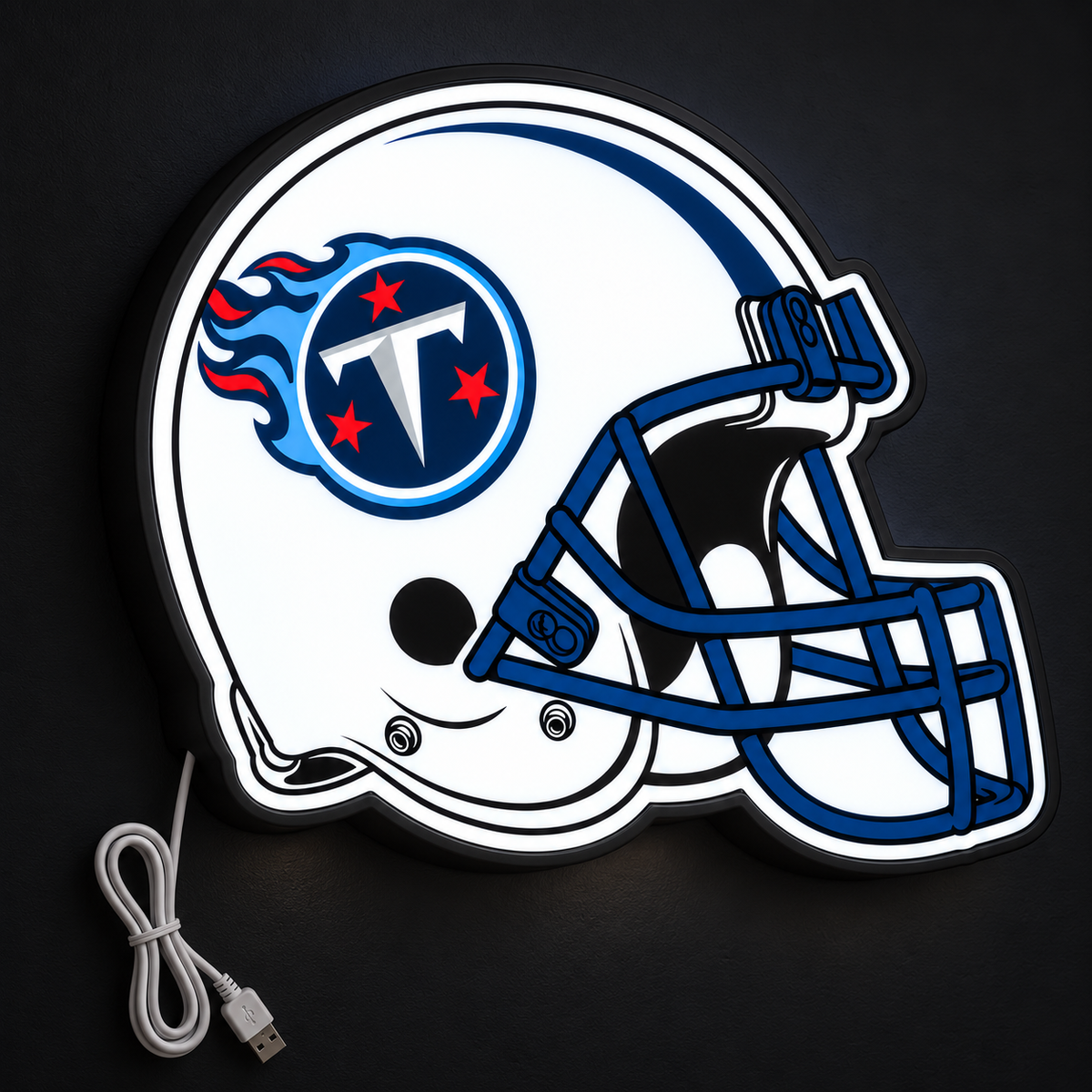 Tennessee Titans Helmet LED Sign illuminated at night