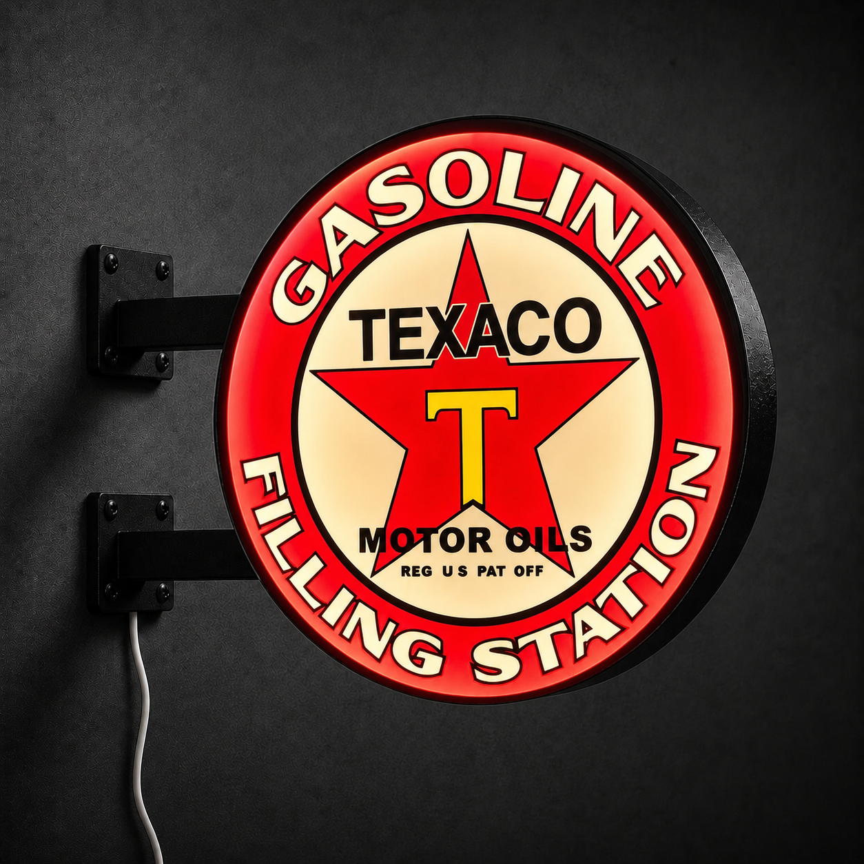 Vintage Texaco Gasoline LED sign — left view