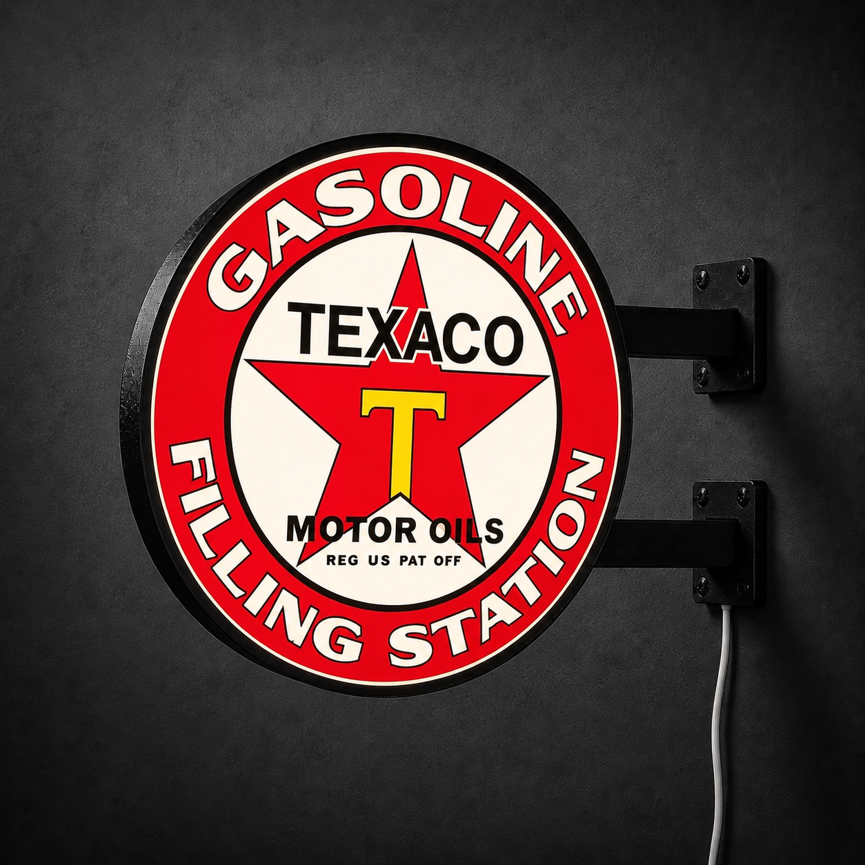Vintage Texaco Gasoline LED sign — right view