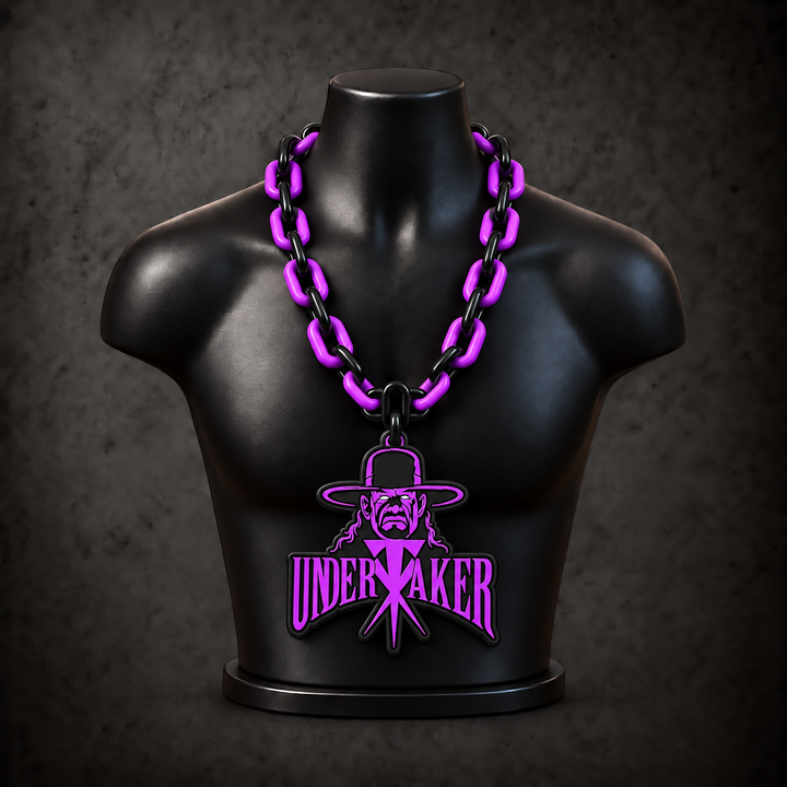 The Undertaker Classic Hype Chain on black display bust - Sign Guy