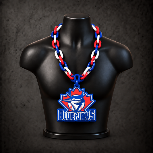 Toronto Blue Jays 90s Retro Classic Hype Chain on black display bust - Sign Guy