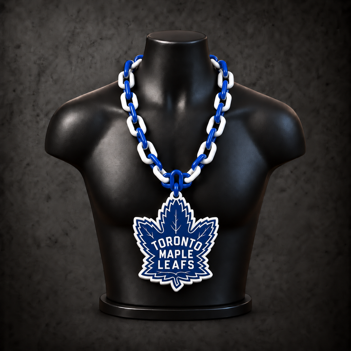 Toronto Maple Leafs 1967 Logo Classic Hype Chain on black display bust - Sign Guy