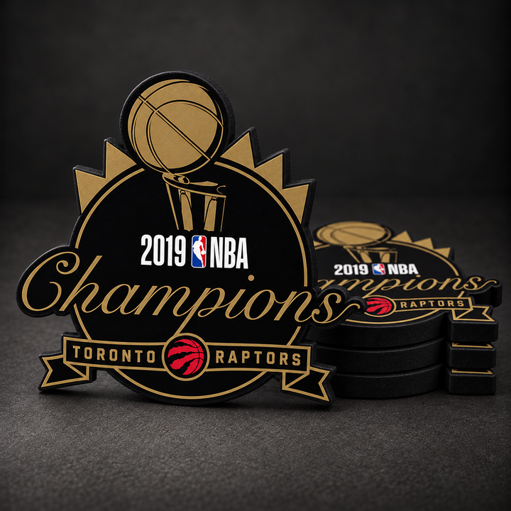 Toronto Raptors 2019 NBA Champions custom-shaped drink coasters – four-pack
