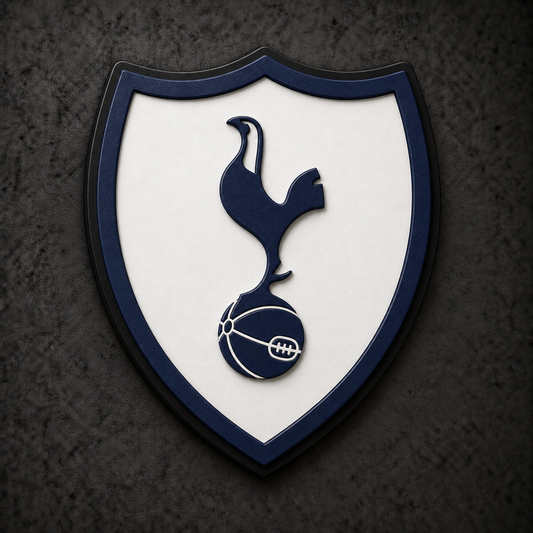 Tottenham Hotspur F.C. 3D Plaque with raised layered artwork on a dark charcoal wall