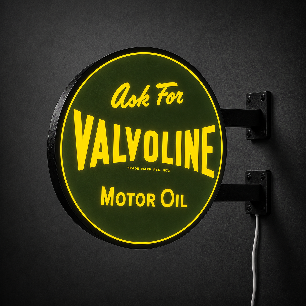 Vintage Valvoline LED sign — right view
