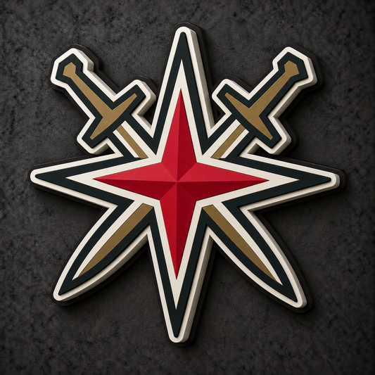 Vegas Golden Knights Alternate Design 3D Plaque with raised layered artwork on a dark charcoal wall