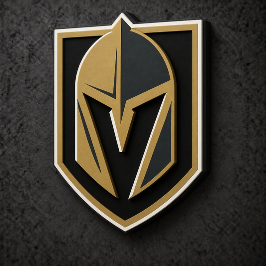 Vegas Golden Knights 3D Plaque with raised layered artwork on a dark charcoal wall