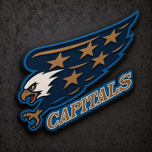 Washington Capitals Screaming Eagle 3D Plaque with raised layered artwork on a dark charcoal wall