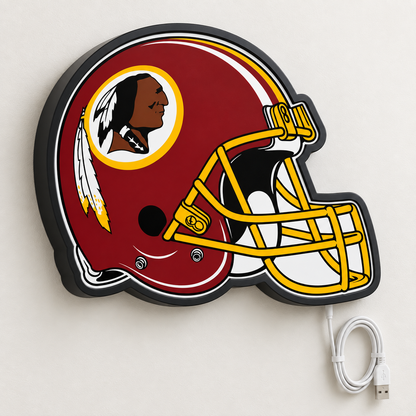 Washington Redskins Helmet LED Sign shown in daylight