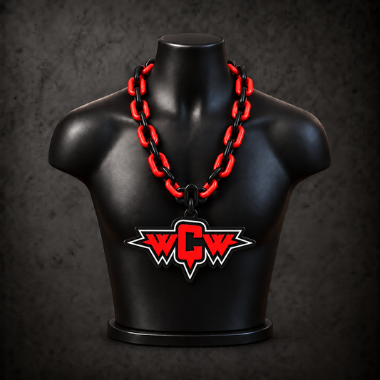 WCW Retro Logo Classic Hype Chain on black display bust - Sign Guy