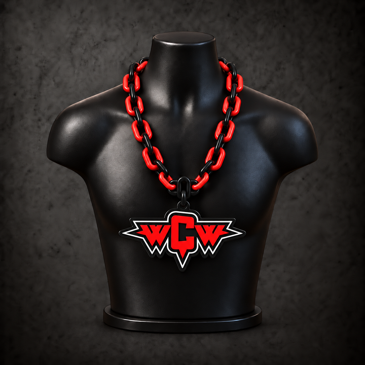 WCW Retro Logo Classic Hype Chain on black display bust - Sign Guy