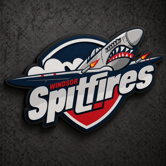 Windsor Spitfires 3D Plaque with raised layered artwork on a dark charcoal wall