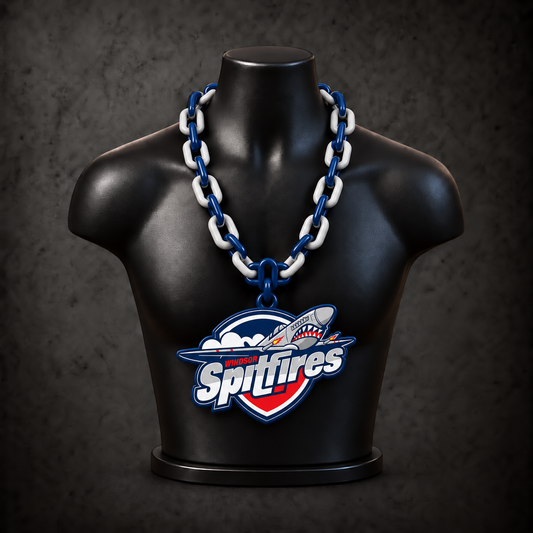 Windsor Spitfires Classic Hype Chain on black display bust - Sign Guy