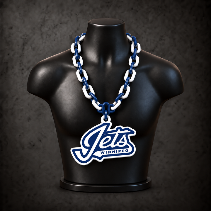 Winnipeg Jets Wordmark Classic Hype Chain on black display bust