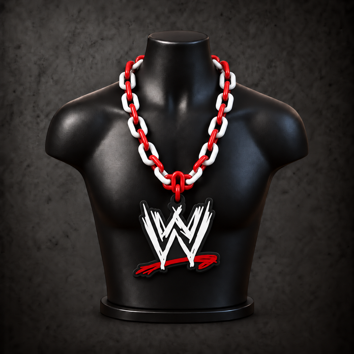 WWE Scratch Logo Classic Hype Chain on black display bust - Sign Guy